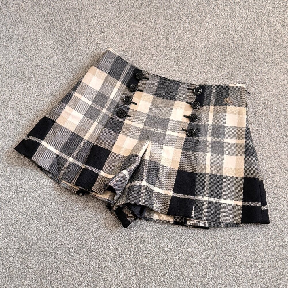 Burberry London Blue Label Plaid Shorts 100% Wool Authentic Sz 36 or US Small